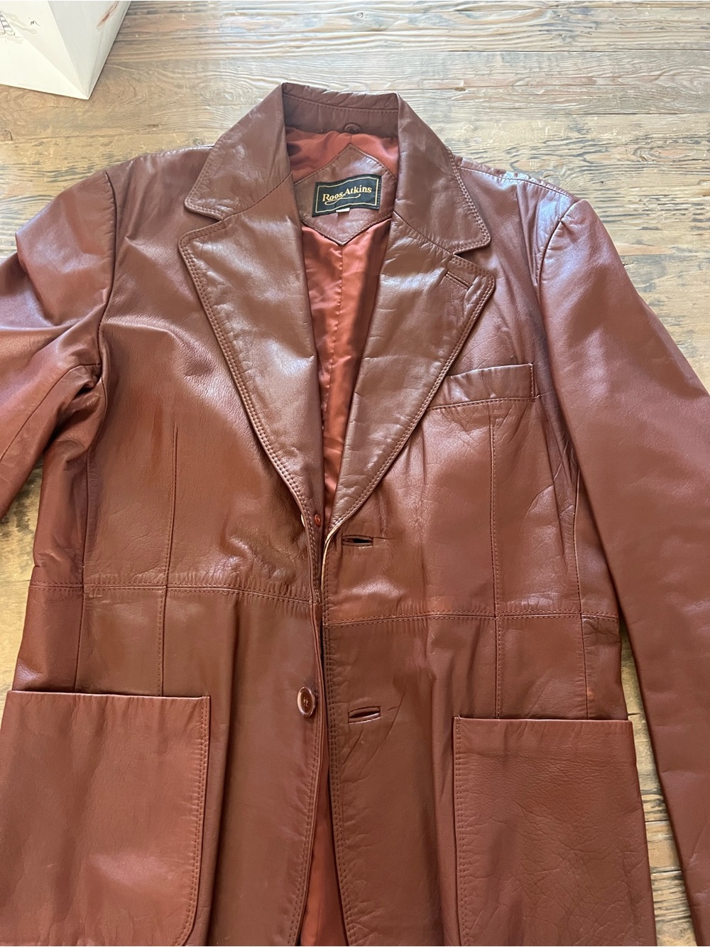Men's Reddish/Brown Leather jacket by Roos Atkins